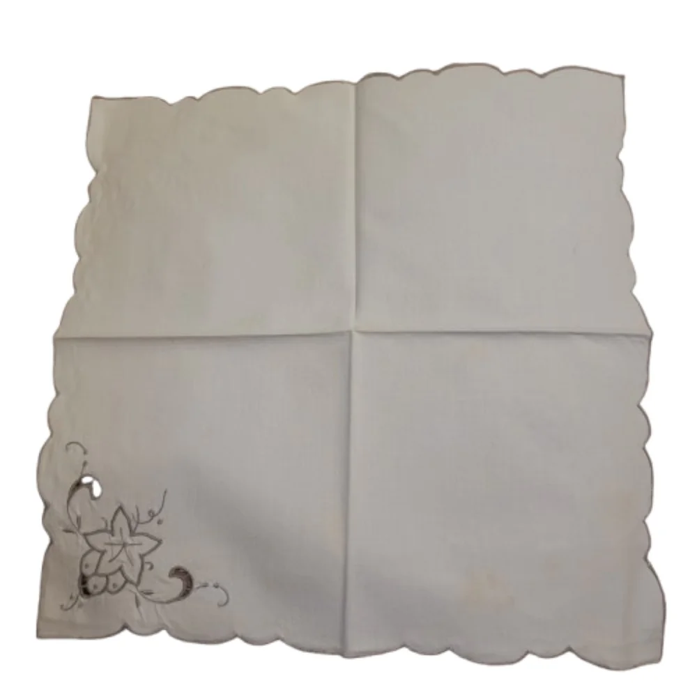 Vintage Embroidered Napkin Set Cream Floral Linen Cottagecore Table Linens